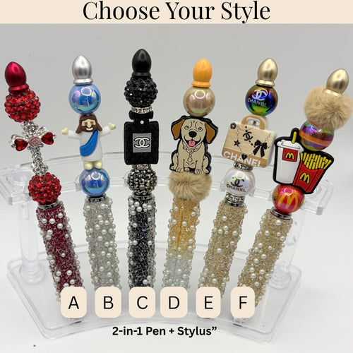 Beaded Stylus Pen – Touchscreen + Ink Pen Combo | Choose Your Style (A–F)