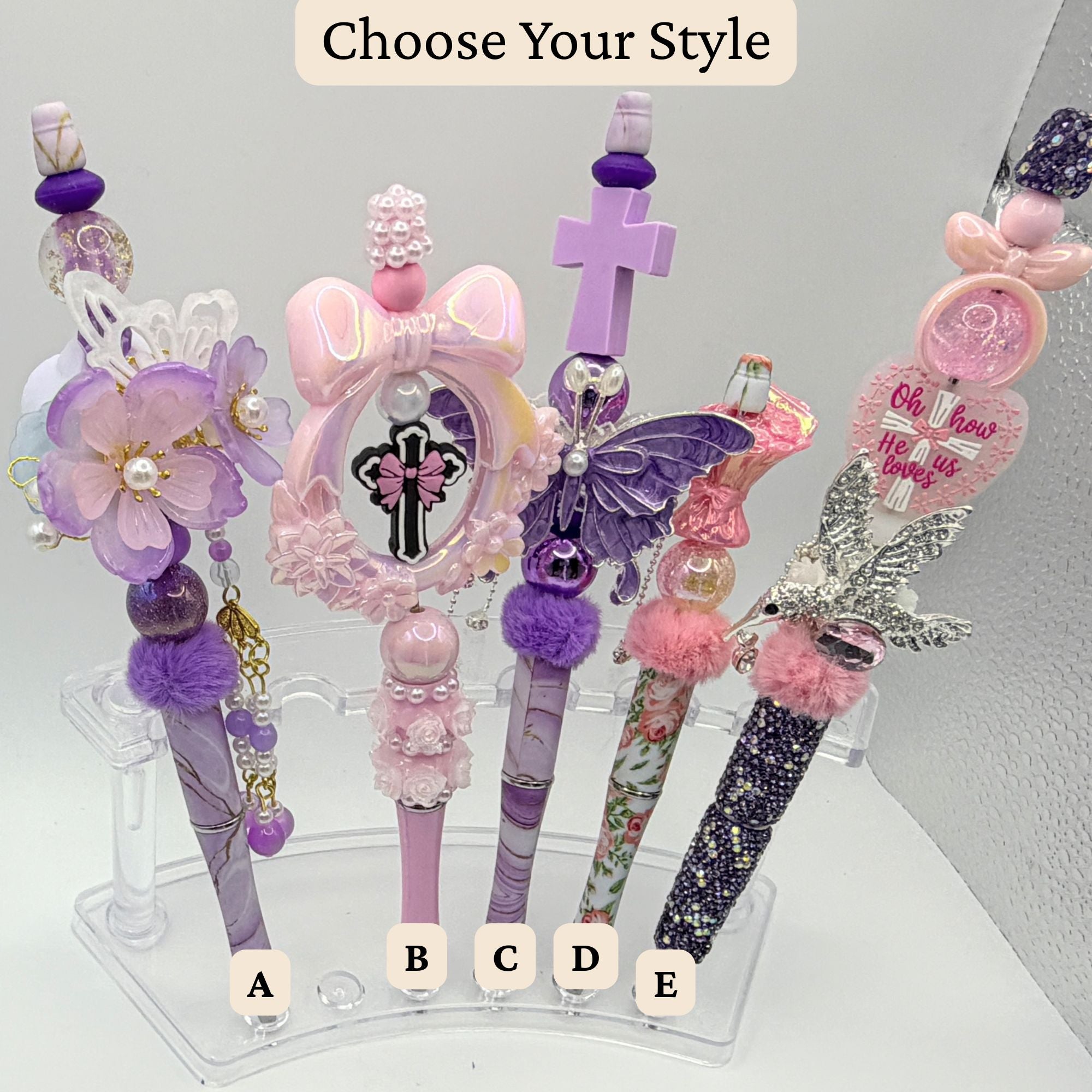 Faith & Floral Beaded Pens – Choose Your Style (Cross, Butterfly, Rhinestone, Christian Gifts)