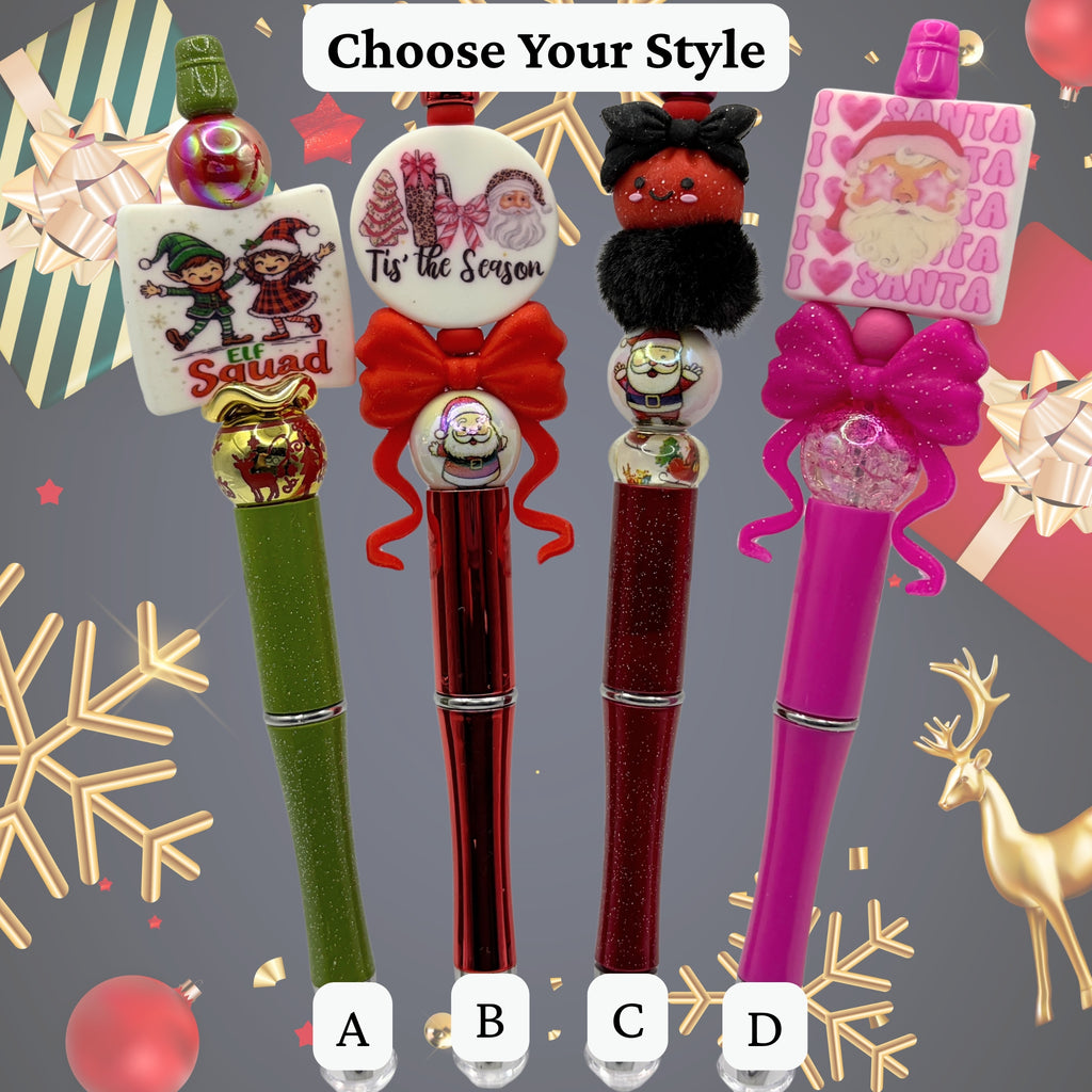 Santa's Workshop Beaded Pen Collection | Handmade Christmas Gift Pens