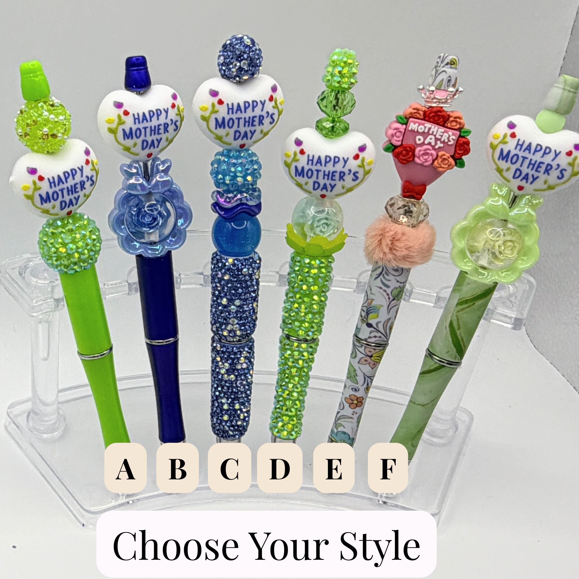 Mother’s Day Beaded Pens – Choose Your Style A–R | Handmade Gift Pens for Mom | Cute Custom Ink Pens