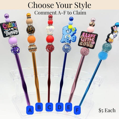 Beaded Crochet Hooks – Handmade Decorative Crochet Needles | Choose Your Style A–F