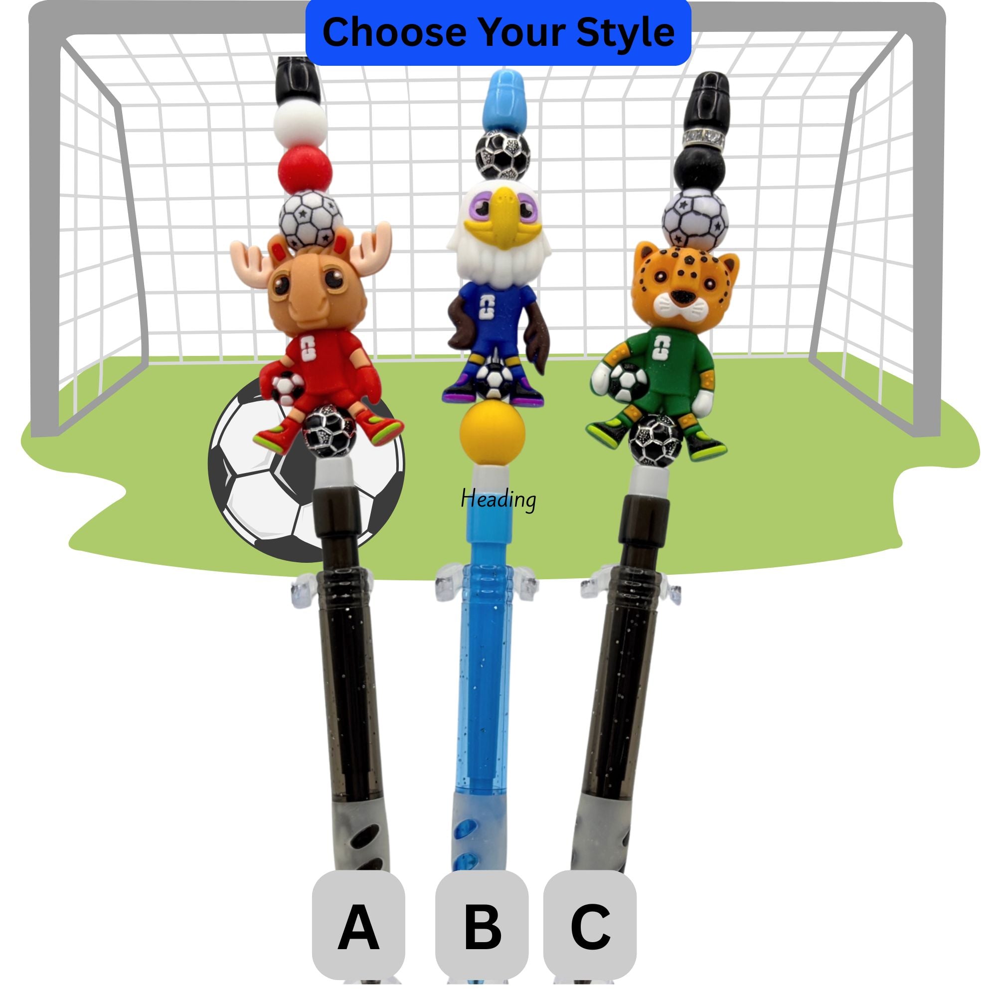 Soccer Mascot Beaded Pencils | Fun Back-to-School Gifts for Soccer Fans