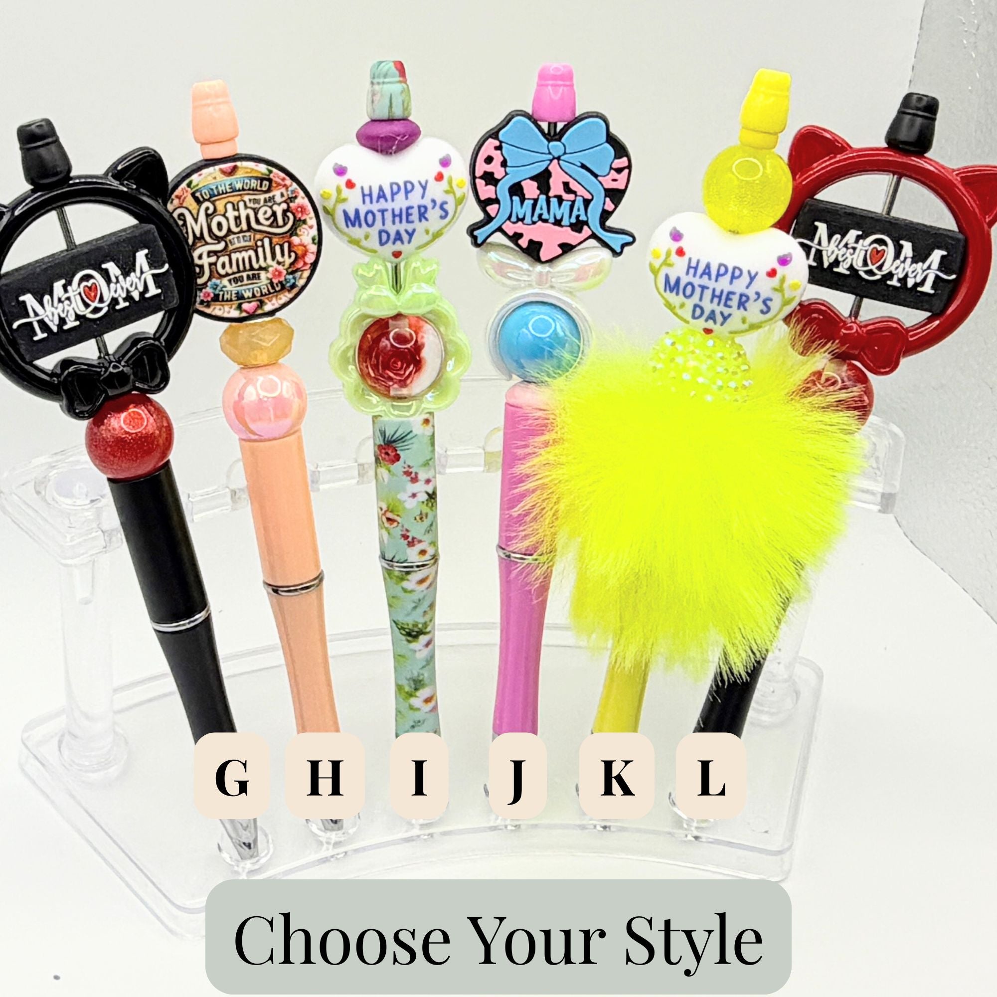 Mother’s Day Beaded Pens – Choose Your Style A–R | Handmade Gift Pens for Mom | Cute Custom Ink Pens