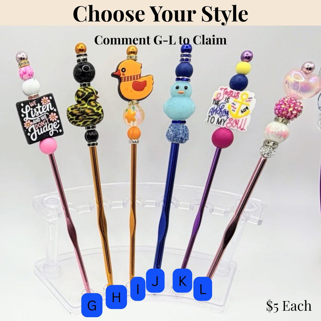 Beaded Crochet Hooks – Handmade Decorative Crochet Needles | Choose Your Style A–F
