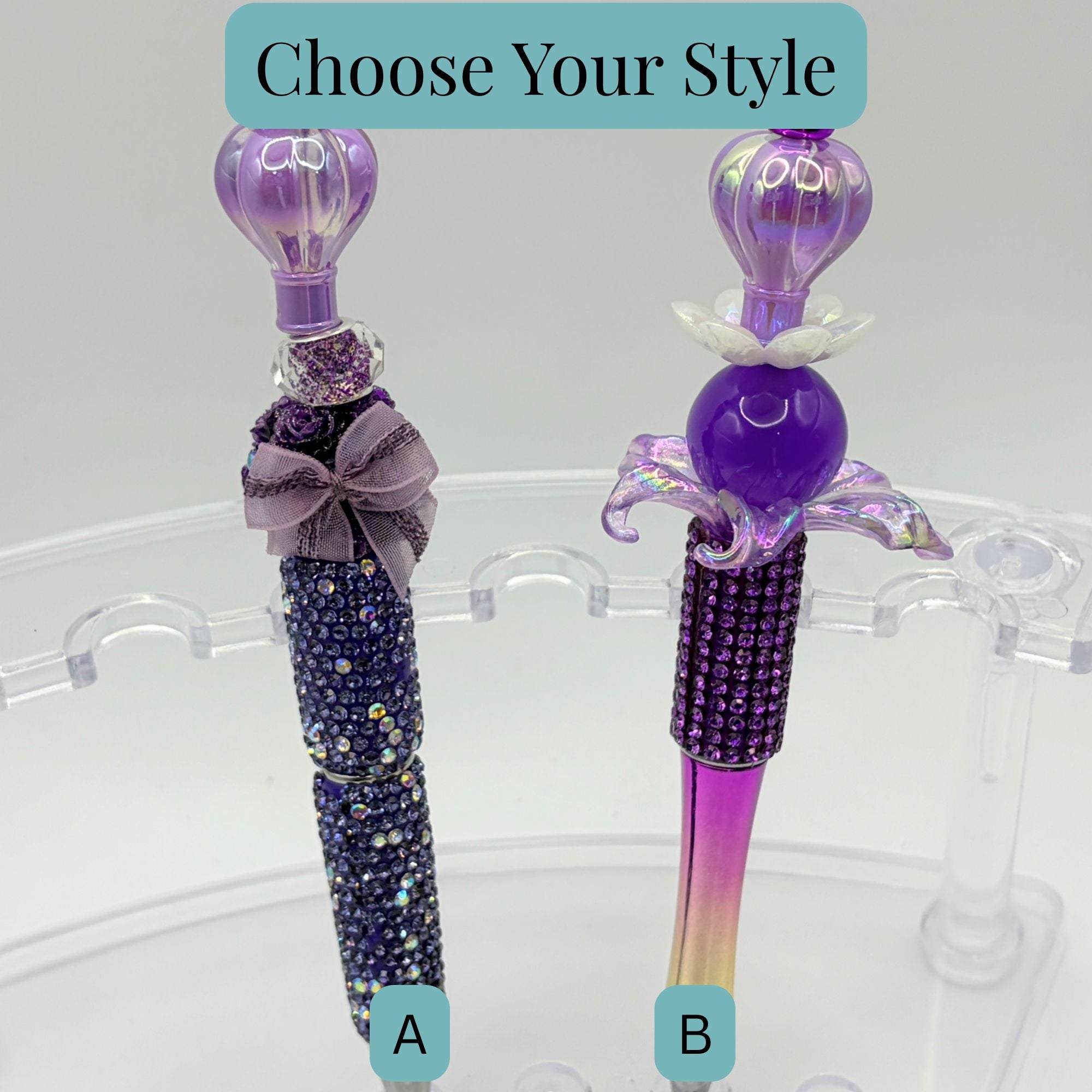 Elegant Balloon Beaded Pens – Choose Your Style A–B | Soft Glam Rhinestone Pens