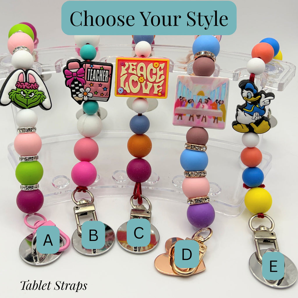 Beaded Tablet Straps – Choose Your Style A–G | Cute Wrist Straps for iPad, Tablets & E-Readers | Handmade