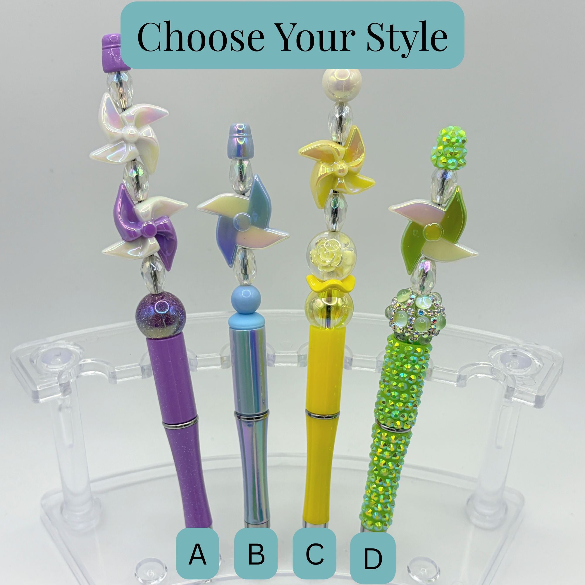 Colorful Pinwheel Balloon Beaded Pens – Choose Your Style A–D | Fun Handmade Festival Pens