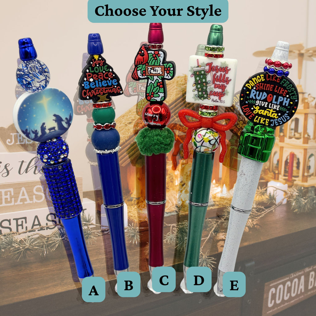Faith-Filled Christmas Beaded Pen Collection | Handmade Christian Holiday Pens