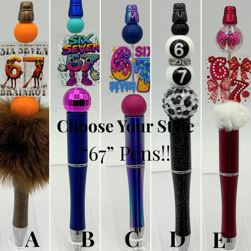 "67" Beaded Pens – Choose Your Style A–E | Fun Number Pens | Gift Idea | Limited Handmade Pens