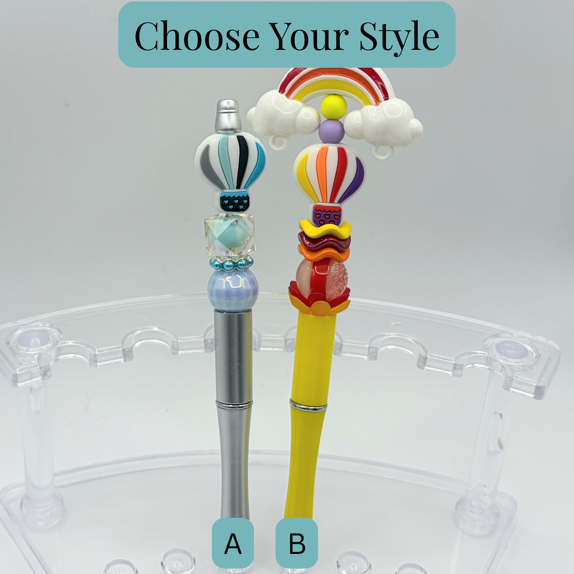 Hot Air Balloon Beaded Pens – Colorful Handmade Pens – Cute Gift Pens – Choose Your Style A or B