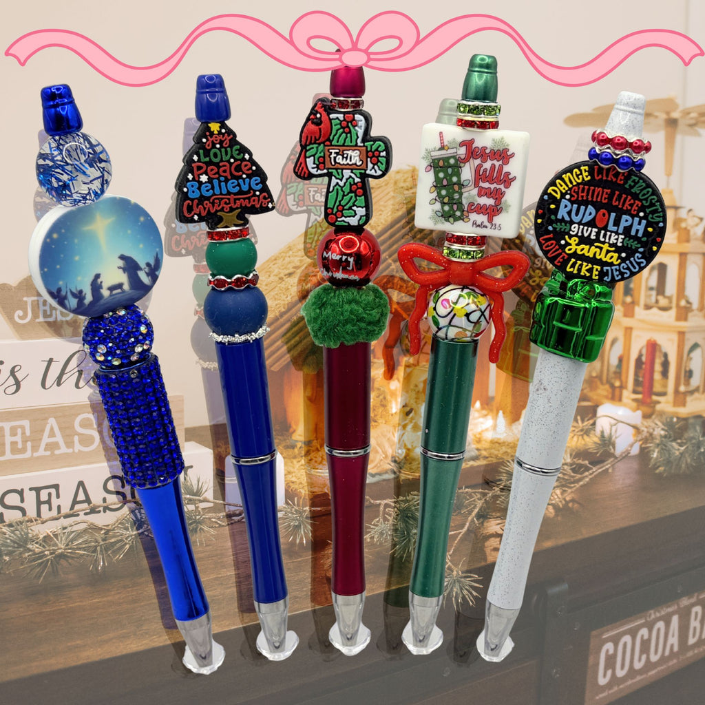 Faith-Filled Christmas Beaded Pen Collection | Handmade Christian Holiday Pens