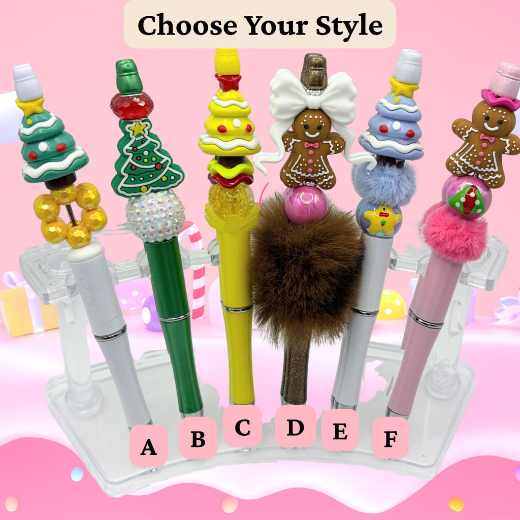 Sweet Christmas Beaded Pen Collection | Handmade Gingerbread & Christmas Tree Pens