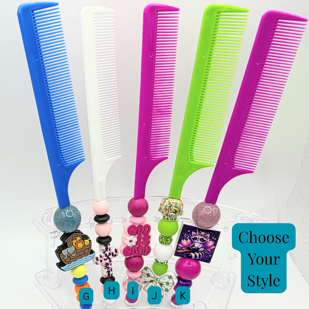 Beaded Fine-Tooth Comb | Handmade Styling Comb | Choose Your Style A-K