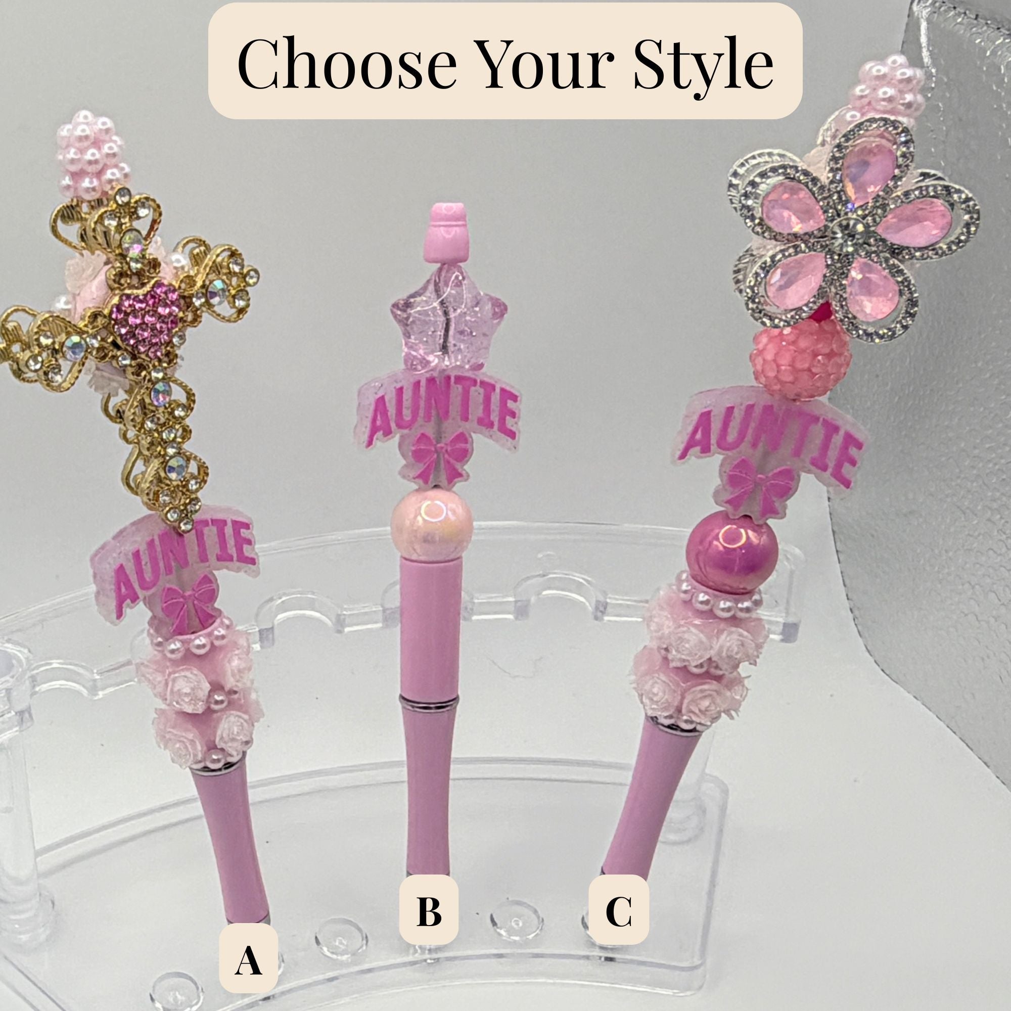 Auntie & Sister Beaded Pens – Choose Your Style A–H | Handmade Gifts for Auntie & Sister | Cute Gift Pens