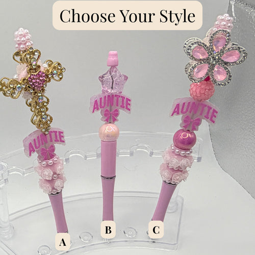 Auntie & Sister Beaded Pens – Choose Your Style A–H | Handmade Gifts for Auntie & Sister | Cute Gift Pens