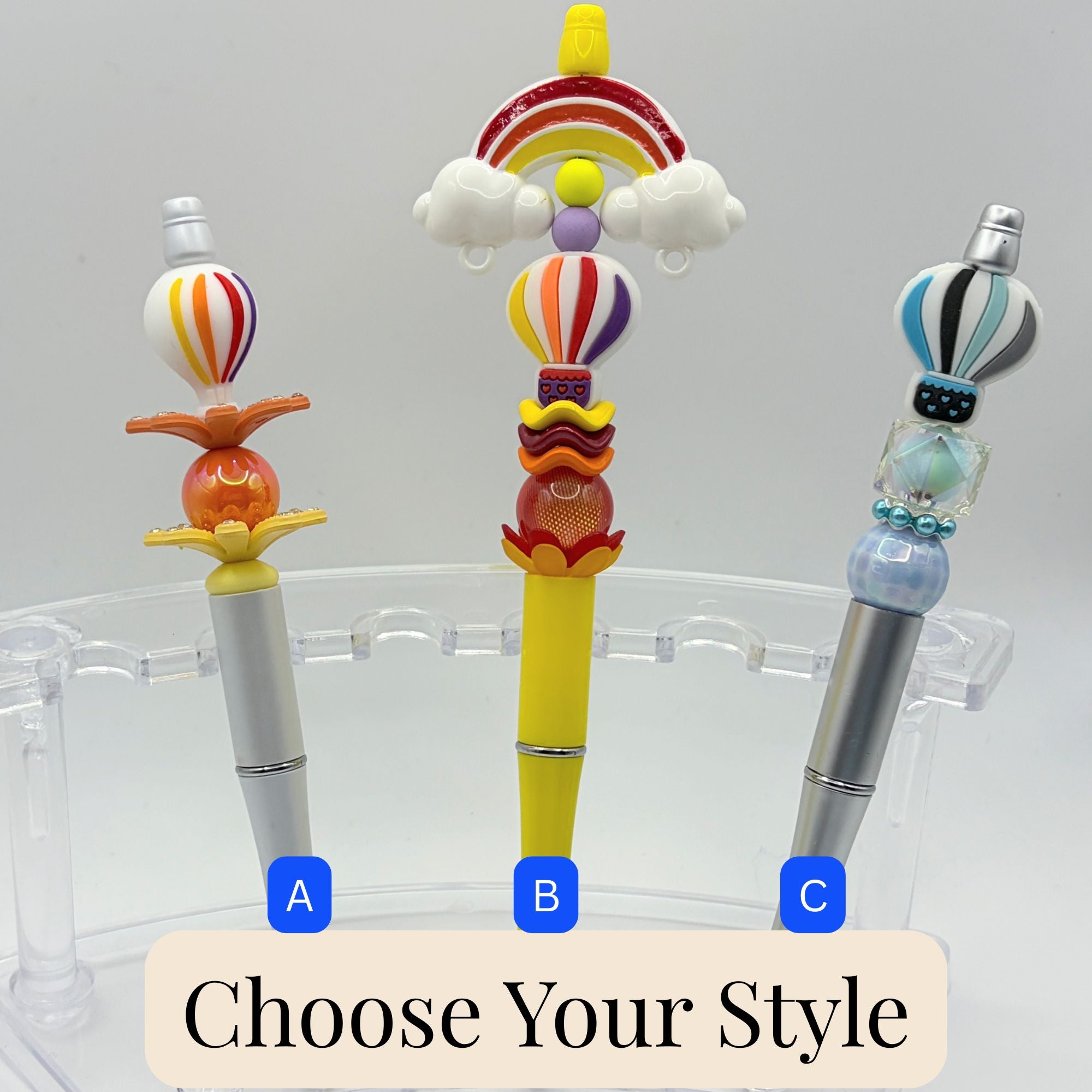 Hot Air Balloon Beaded Pens – Colorful Handmade Pens – Cute Gift Pens – Choose Your Style A or B