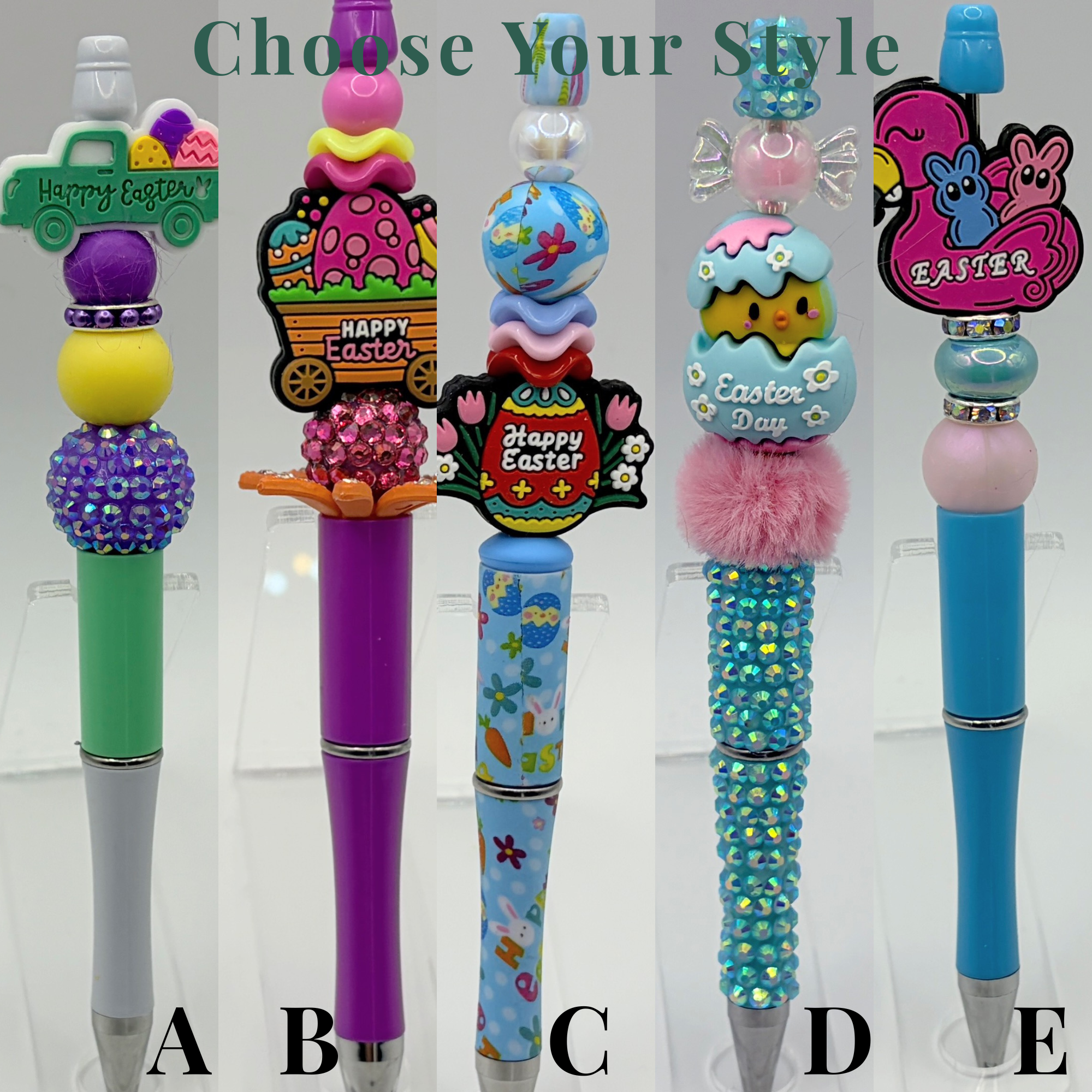 Cute Bunny Pens –Choose Your Style (A–E) | Handmade Basket Stuffers