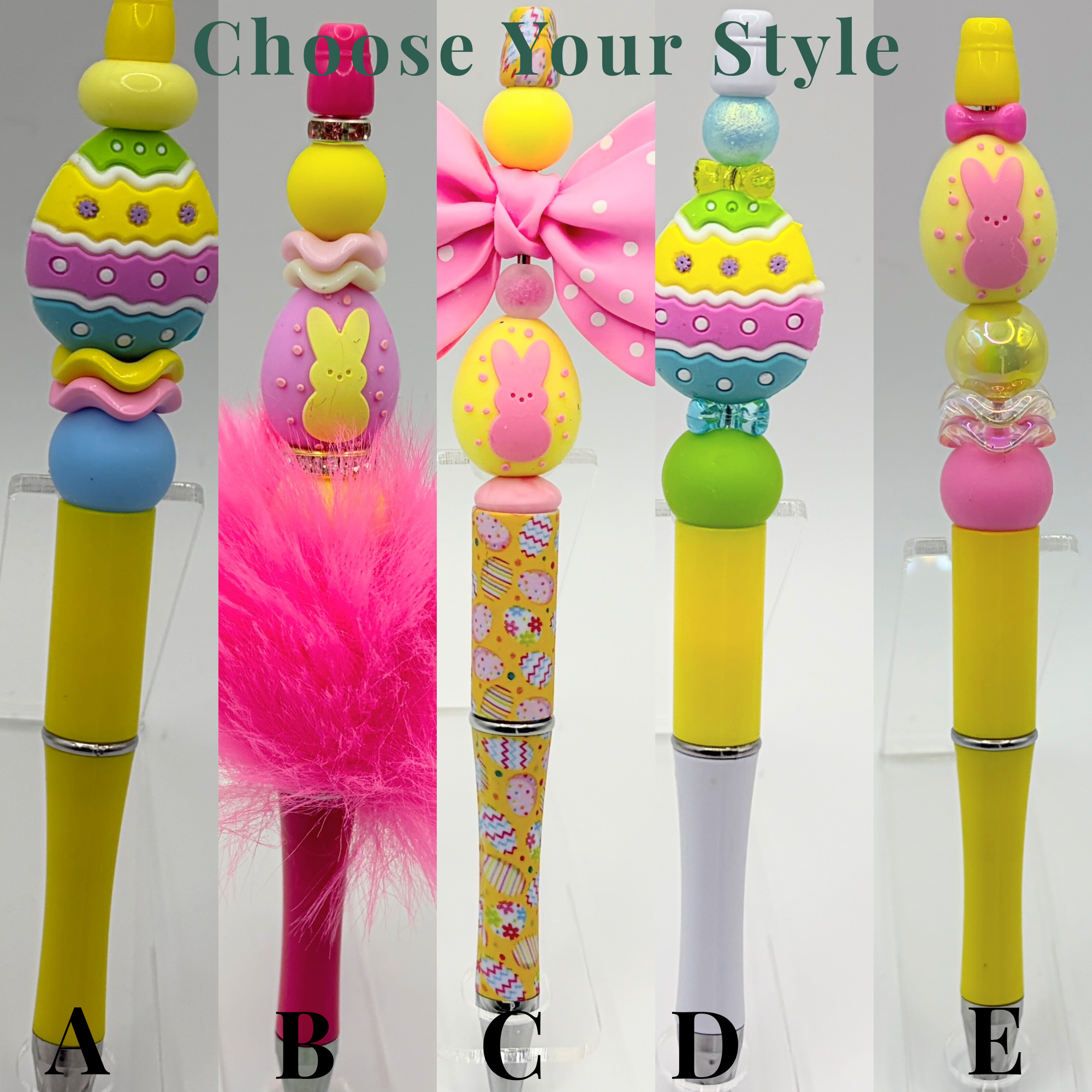 Colorful Easter Egg Beaded Pens – Choose Your Style (A–E) | Handmade Basket Stuffers