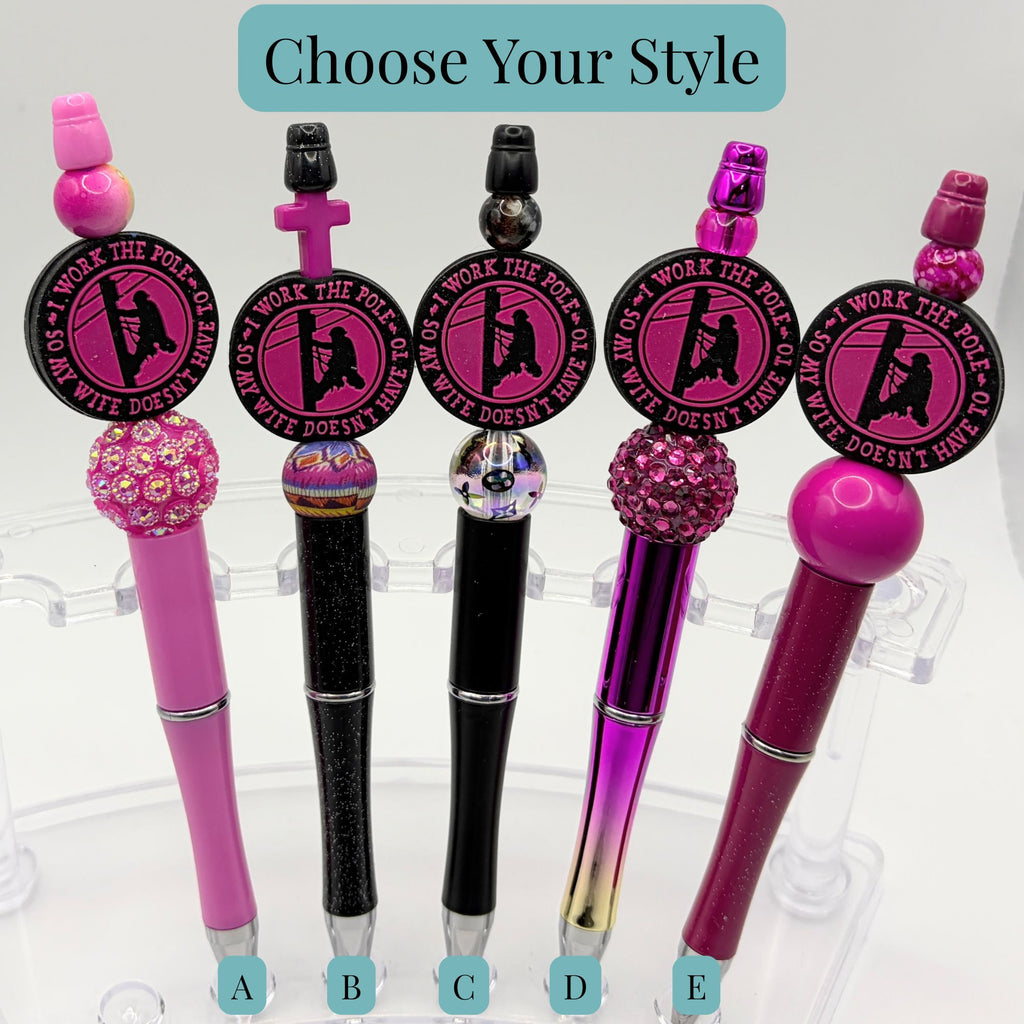 Power Line Worker Beaded Pen | Lineman Gift | Funny Utility Worker Pen | Choose Your Style A–E