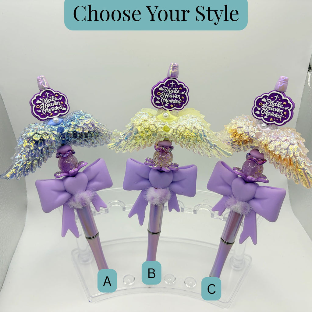 Faith Beaded Pens – “Make Heaven Crowded” Angel Wing Pens | Christian Gift | Choose Your Style A–C