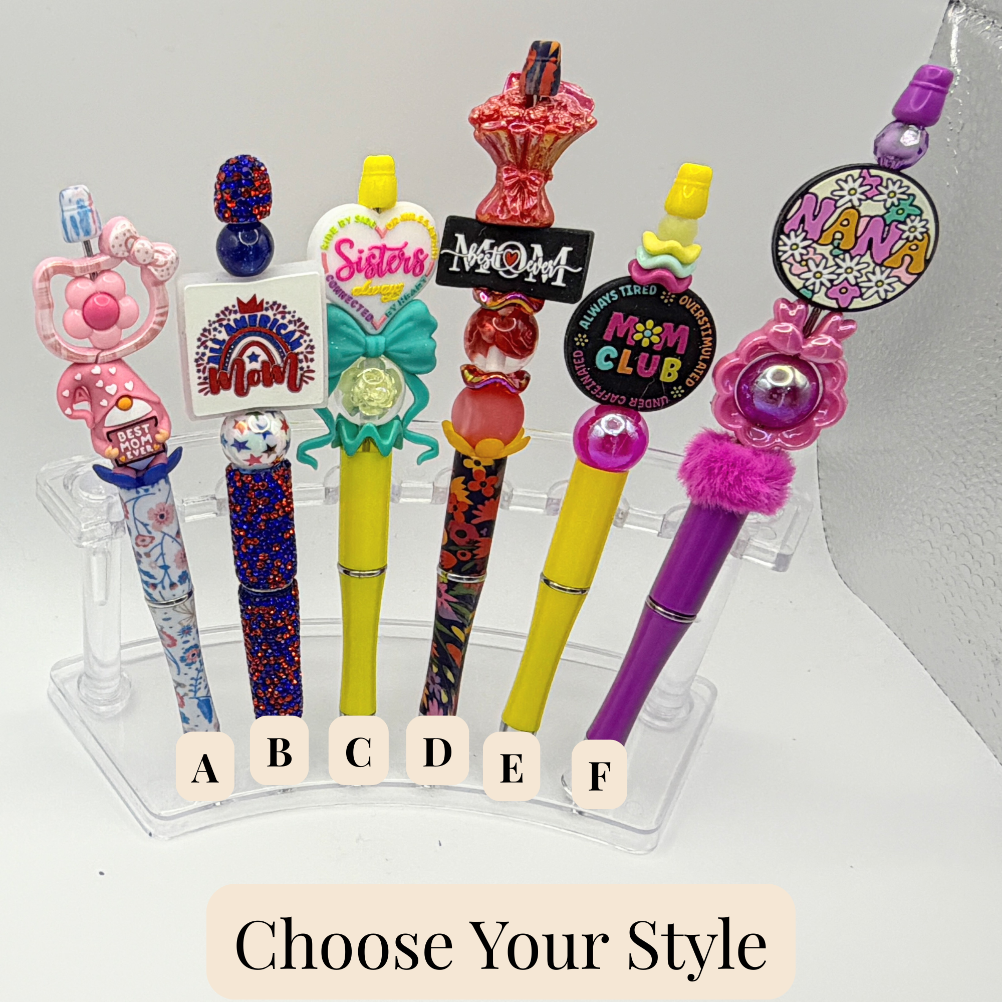 Fun Mom Beaded Pens – Choose Your Style A–G | Handmade Cute Pens for Moms | Unique Mother’s Day Gifts