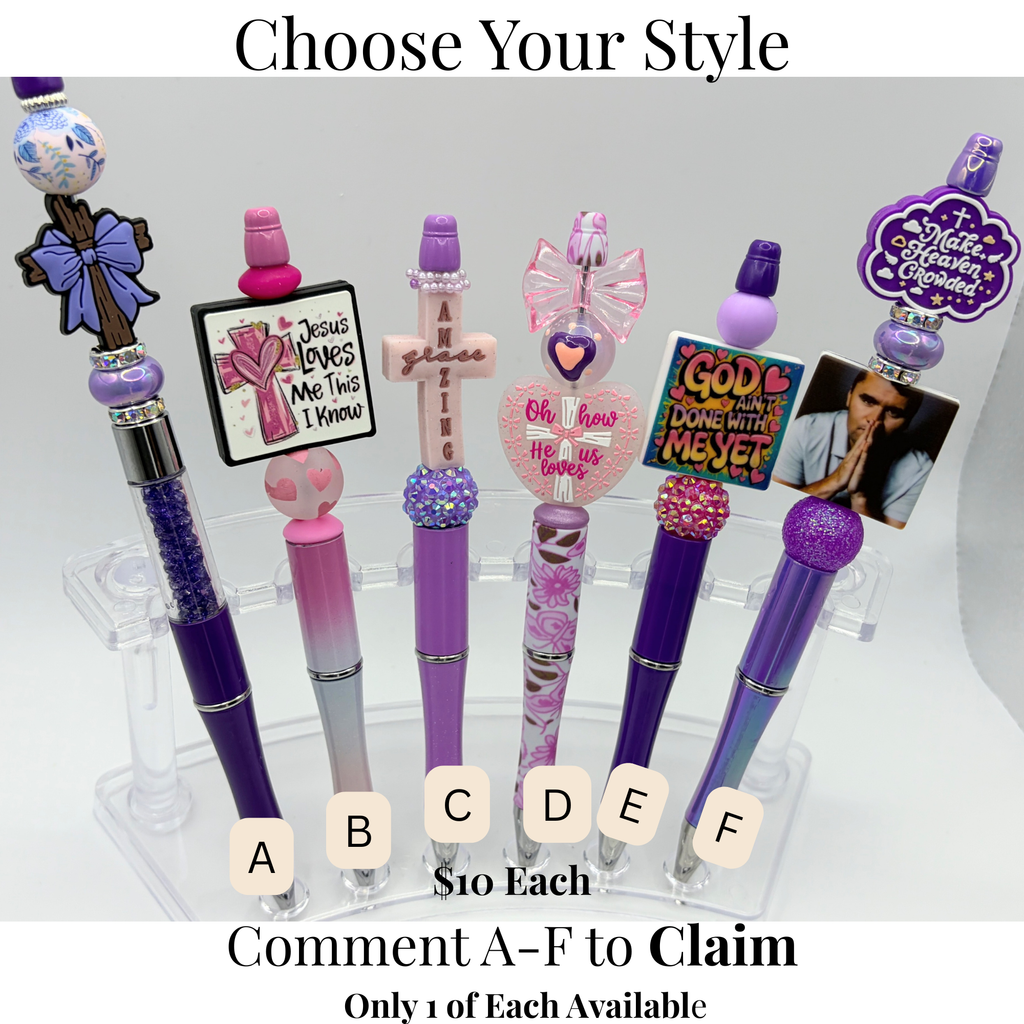 Faith-Inspired Beaded Pens – Choose Your Style A–F | Christian Pens | Cross, Scripture & Inspirational Message Pens | Handmade Gifts