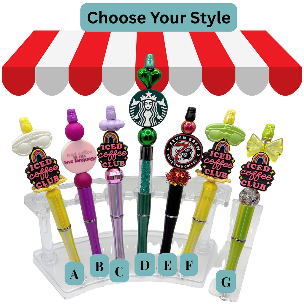 Coffee Lover Beaded Pen Collection – Starbucks, Iced Coffee Club & Seven Brew Inspired Gift Pens