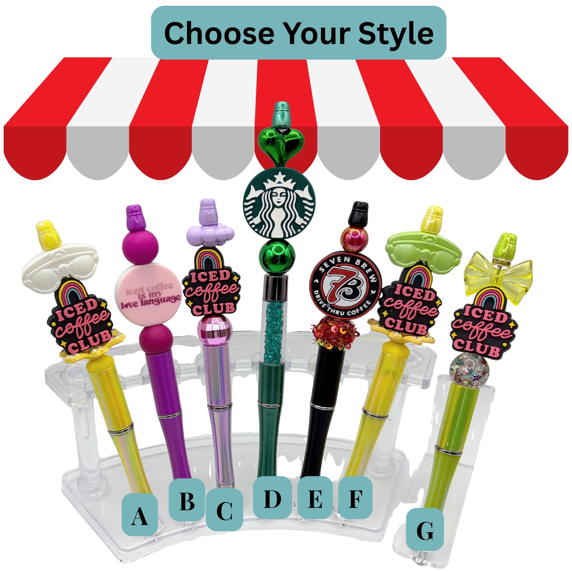 Coffee Lover Beaded Pen Collection – Starbucks, Iced Coffee Club & Seven Brew Inspired Gift Pens