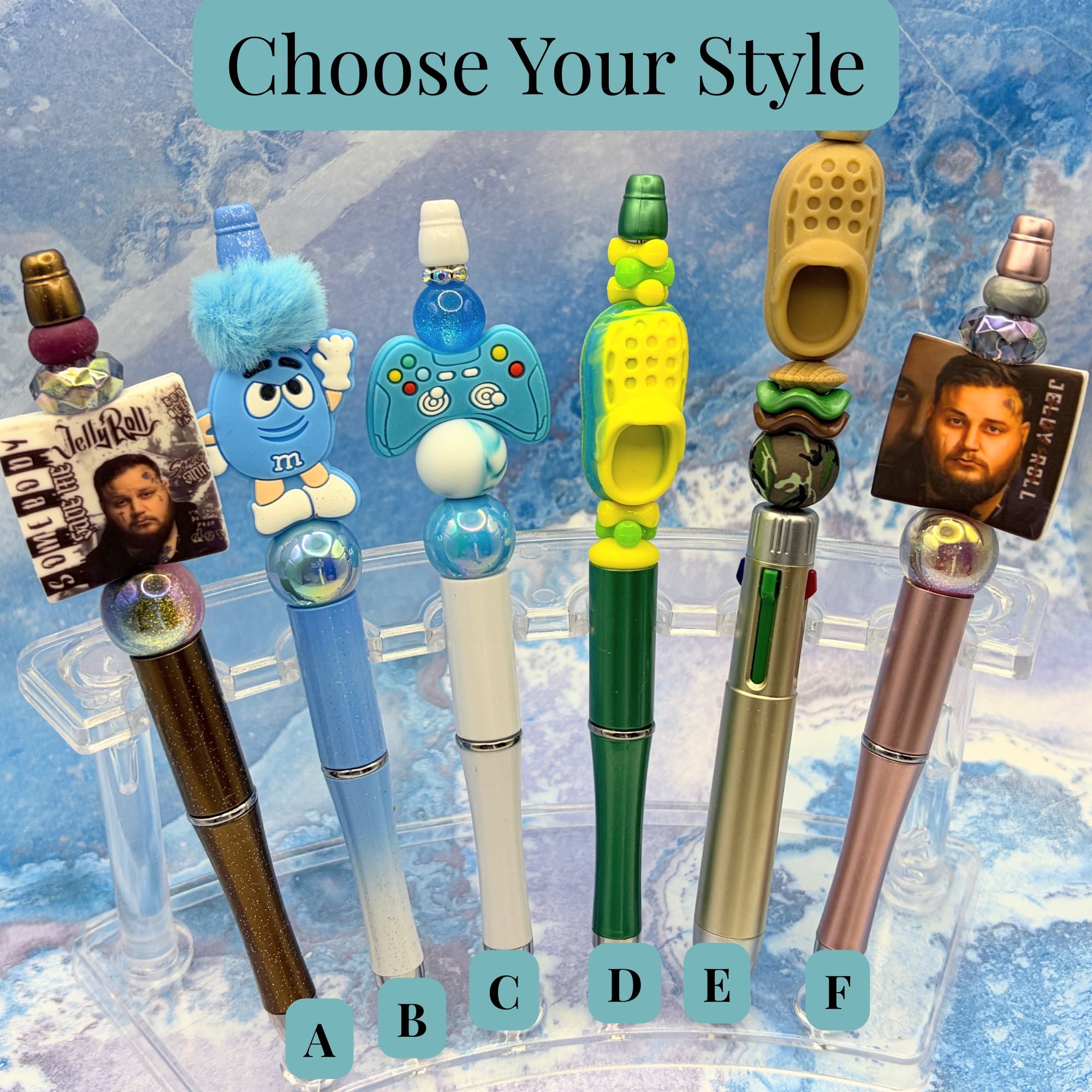 Characters & Favorites Beaded Pen Collection – Choose Your Style A–F