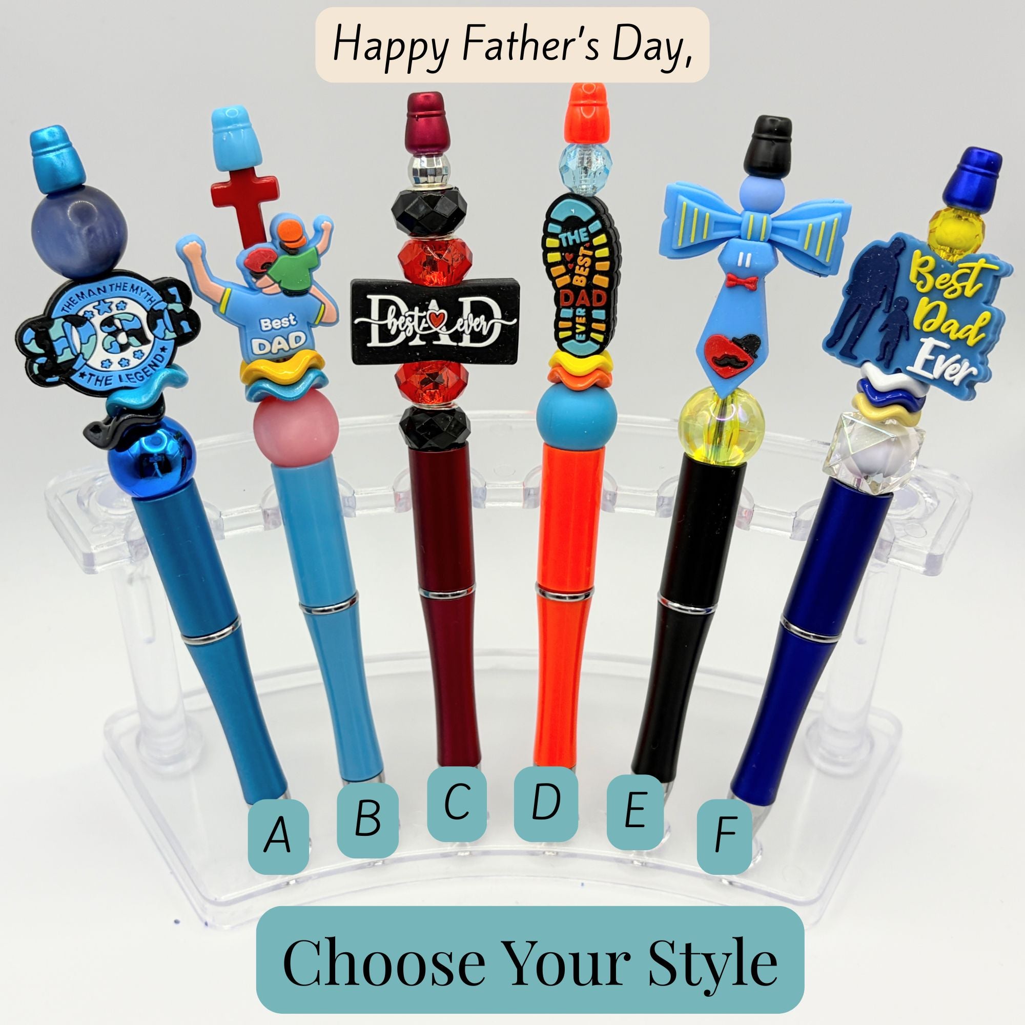 Father’s Day Beaded Pens – Choose Your Style A–F | Handmade Gifts for Dad