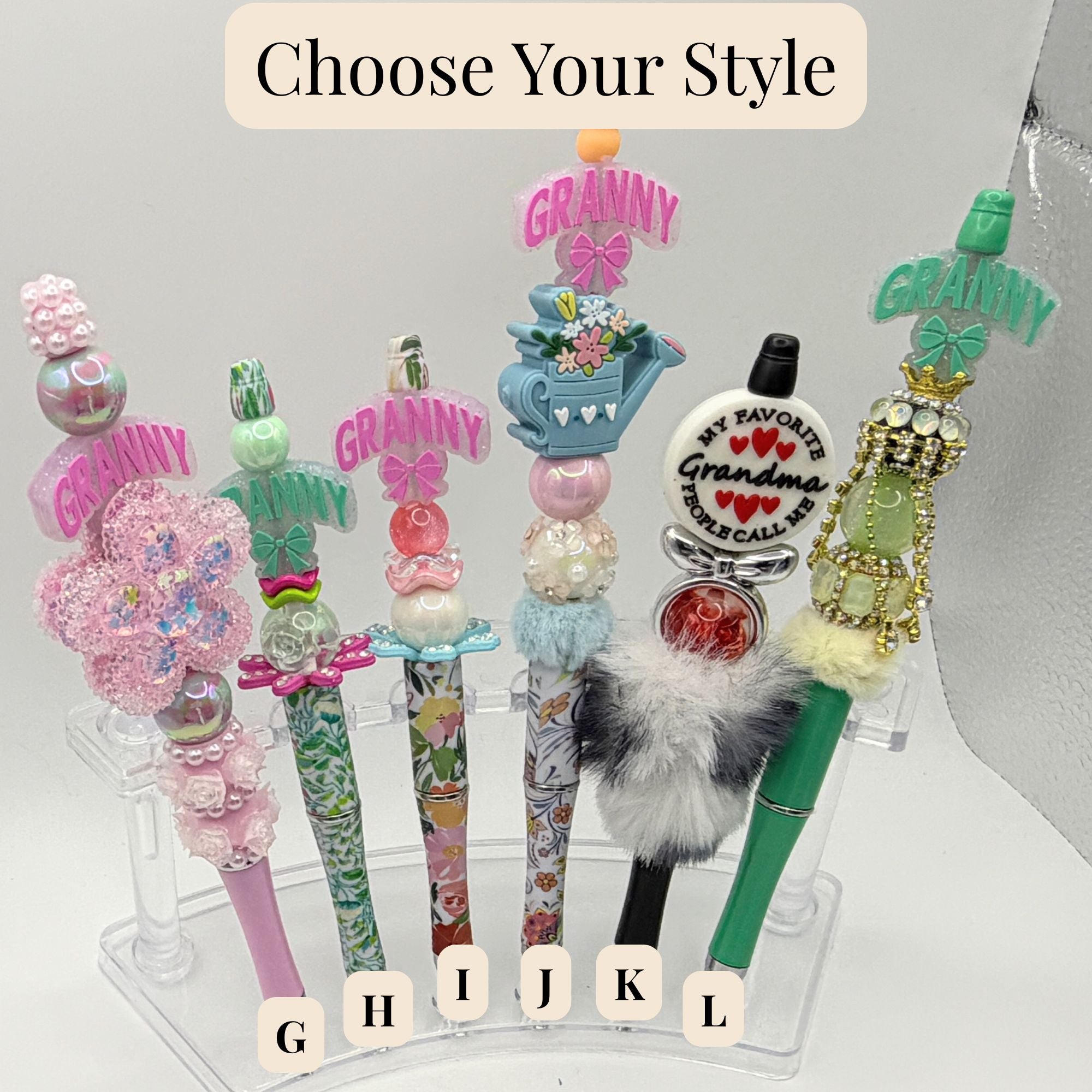 Granny & Grandma Beaded Pens – Choose Your Style A–L | Handmade Gifts for Grandma | Mother’s Day Pens