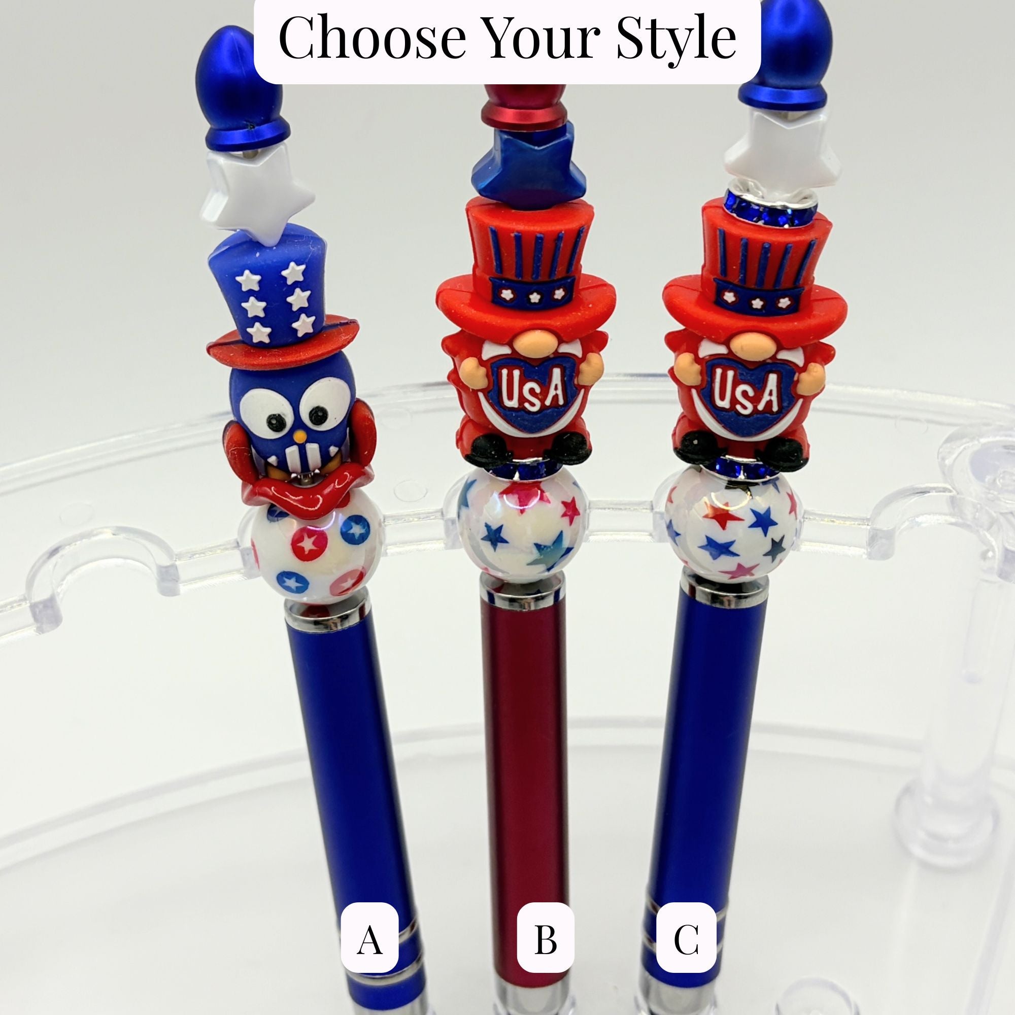 Patriotic 2-in-1 Touchscreen Stylus & Ink Pens – USA Uncle Sam & Eagle Beaded Pens | 4th of July | Memorial Day Gifts