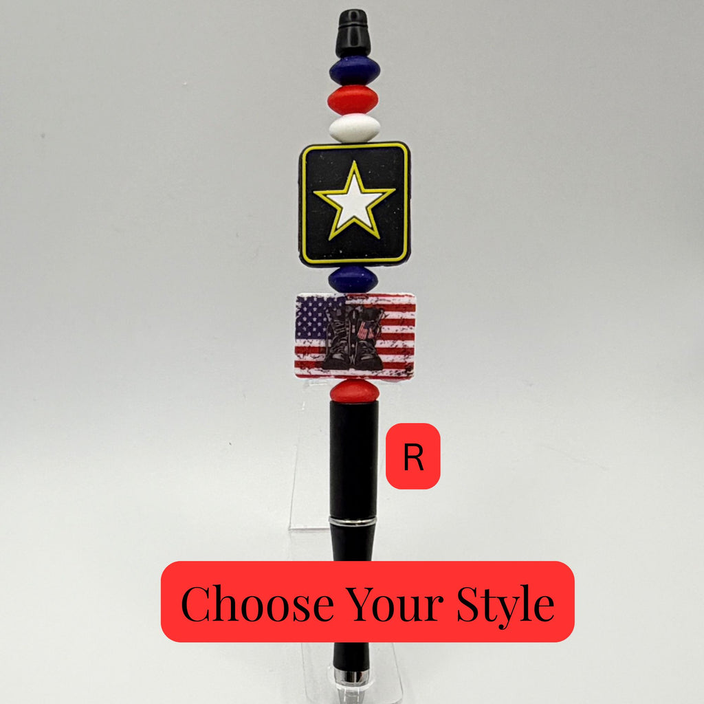 Patriotic Beaded Pens – Choose Your Style A–R |US Military, Faith, USA & Fun Designs | Handmade Gift Pens