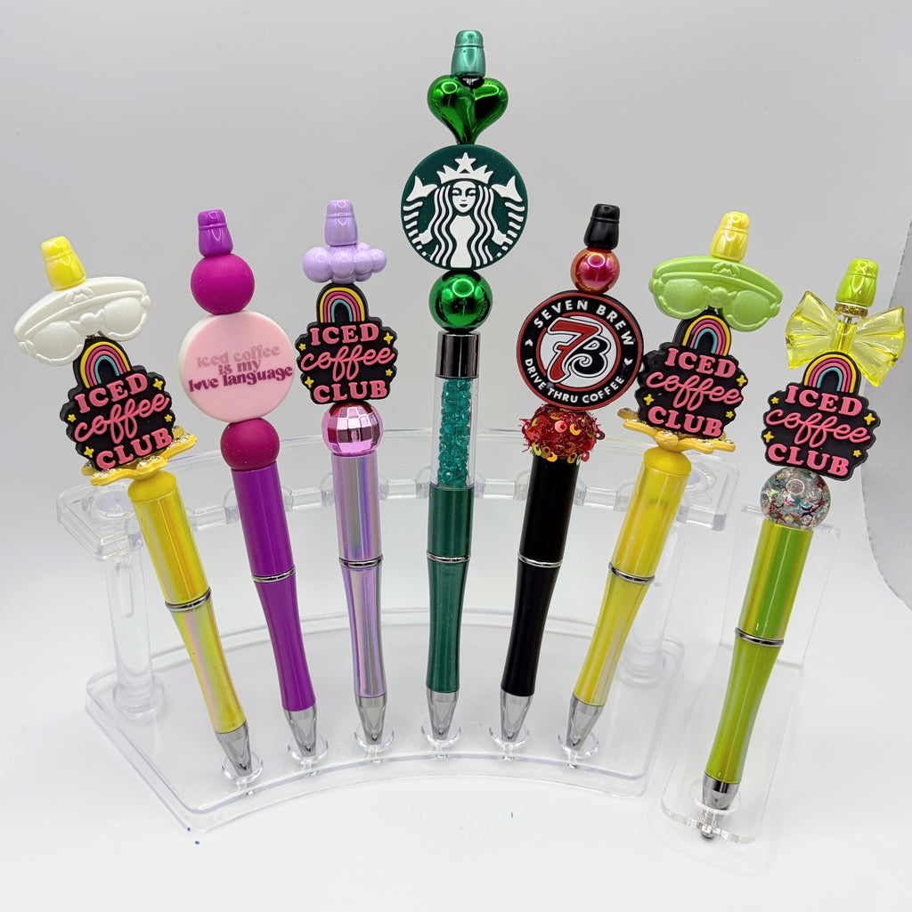 Coffee Lover Beaded Pen Collection – Starbucks, Iced Coffee Club & Seven Brew Inspired Gift Pens