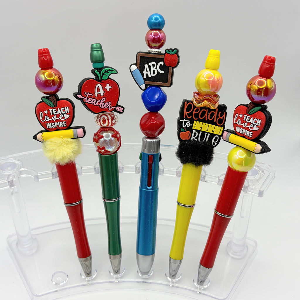 ✏️Teacher Beaded Pen Collection – Apple, School Bus, Books & Classroom Gifts✏️