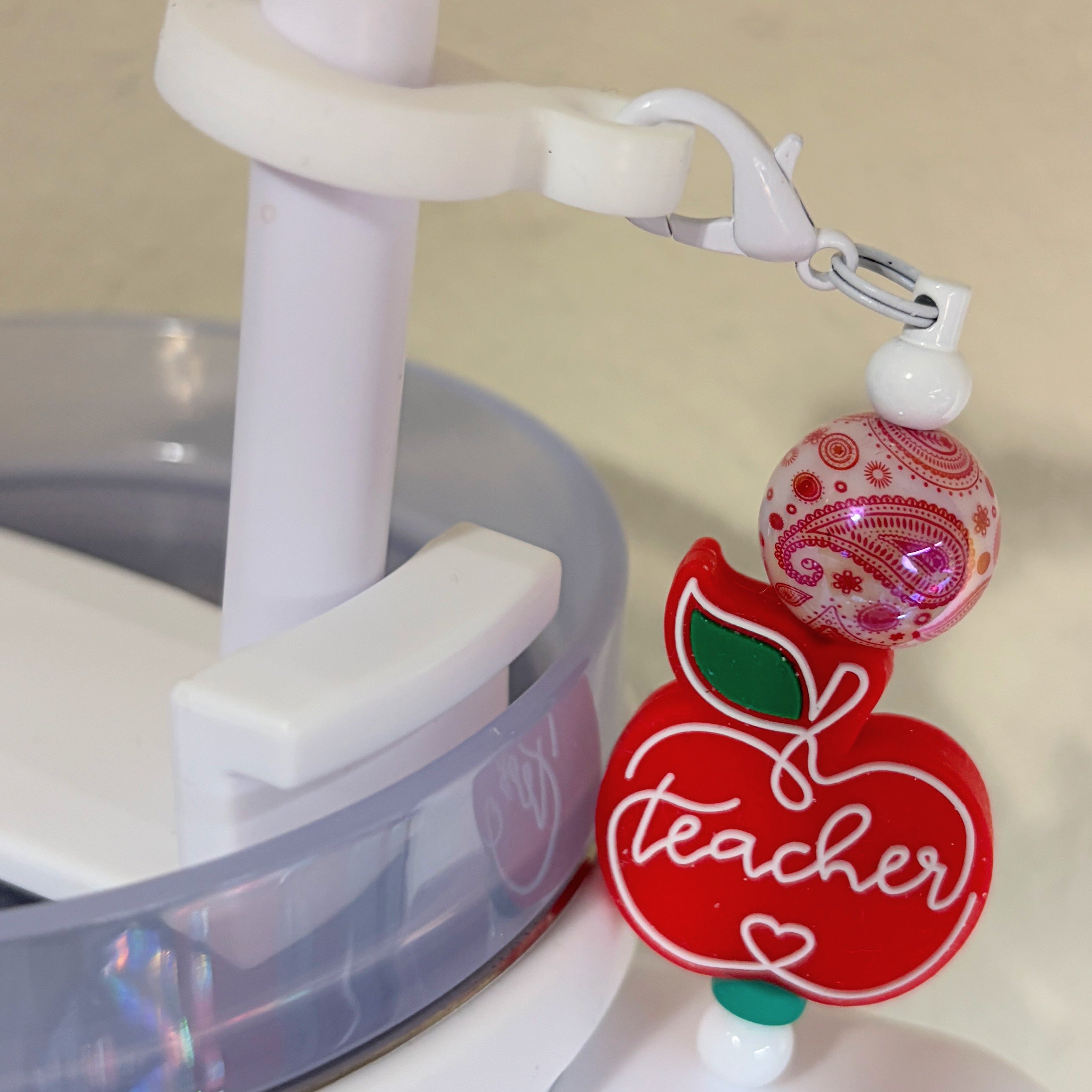 Teacher Apple Straw Topper | Reusable Silicone Straw Cap | Back to School Gift