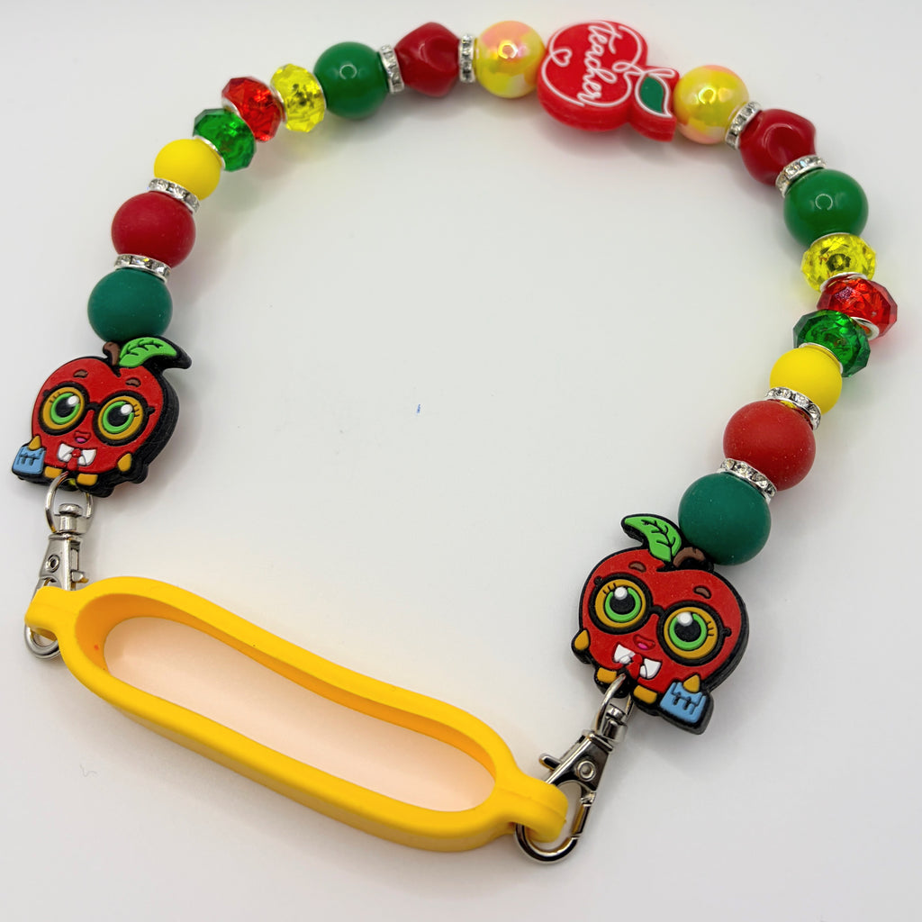 Teacher Apple Beaded Tumbler Strap | Handcrafted Cup Carrier Accessory