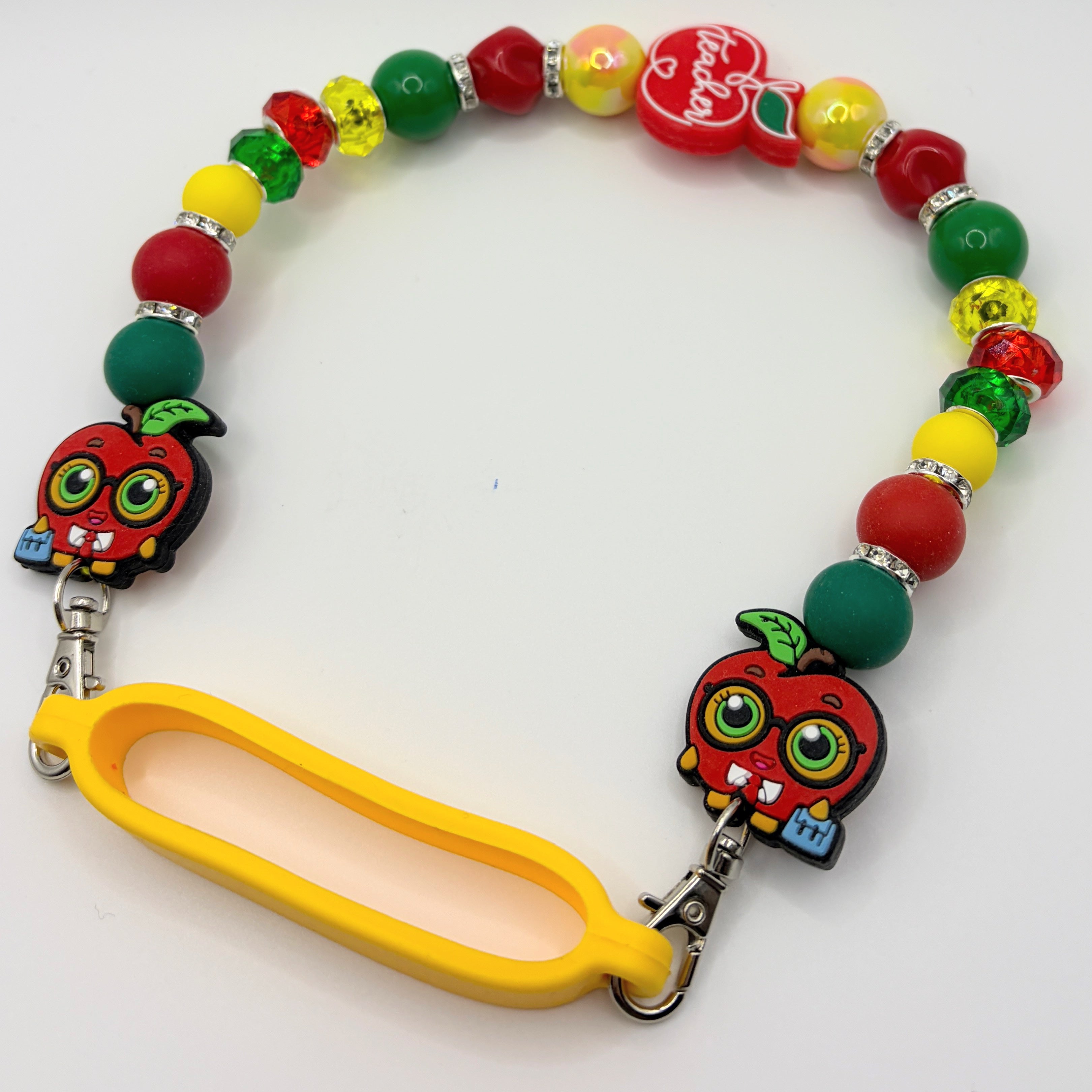 Teacher Apple Beaded Tumbler Strap | Handcrafted Cup Carrier Accessory
