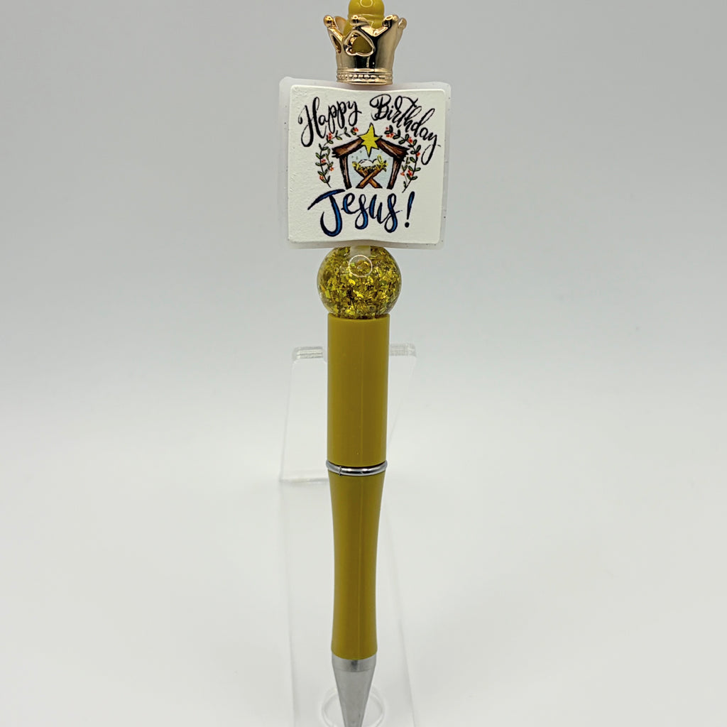 Nativity & Happy Birthday Jesus Beaded Pen Collection | Handmade Christmas Pens
