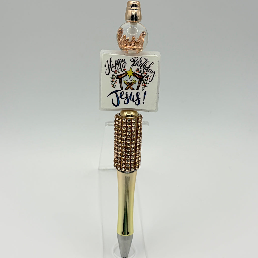 Nativity & Happy Birthday Jesus Beaded Pen Collection | Handmade Christmas Pens