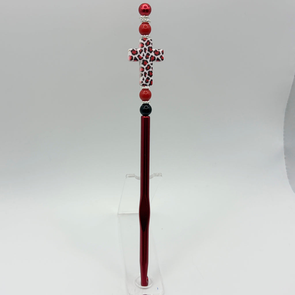 Faith & Freedom Beaded Crochet Hooks | Cross & Patriotic Designs