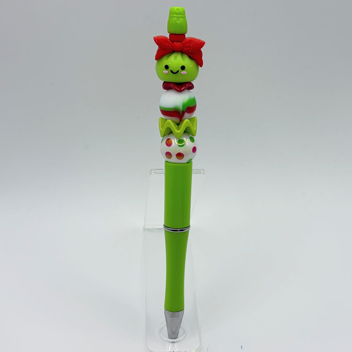Grinch-Inspired Christmas Beaded Pens | Handmade Holiday Gift Pens