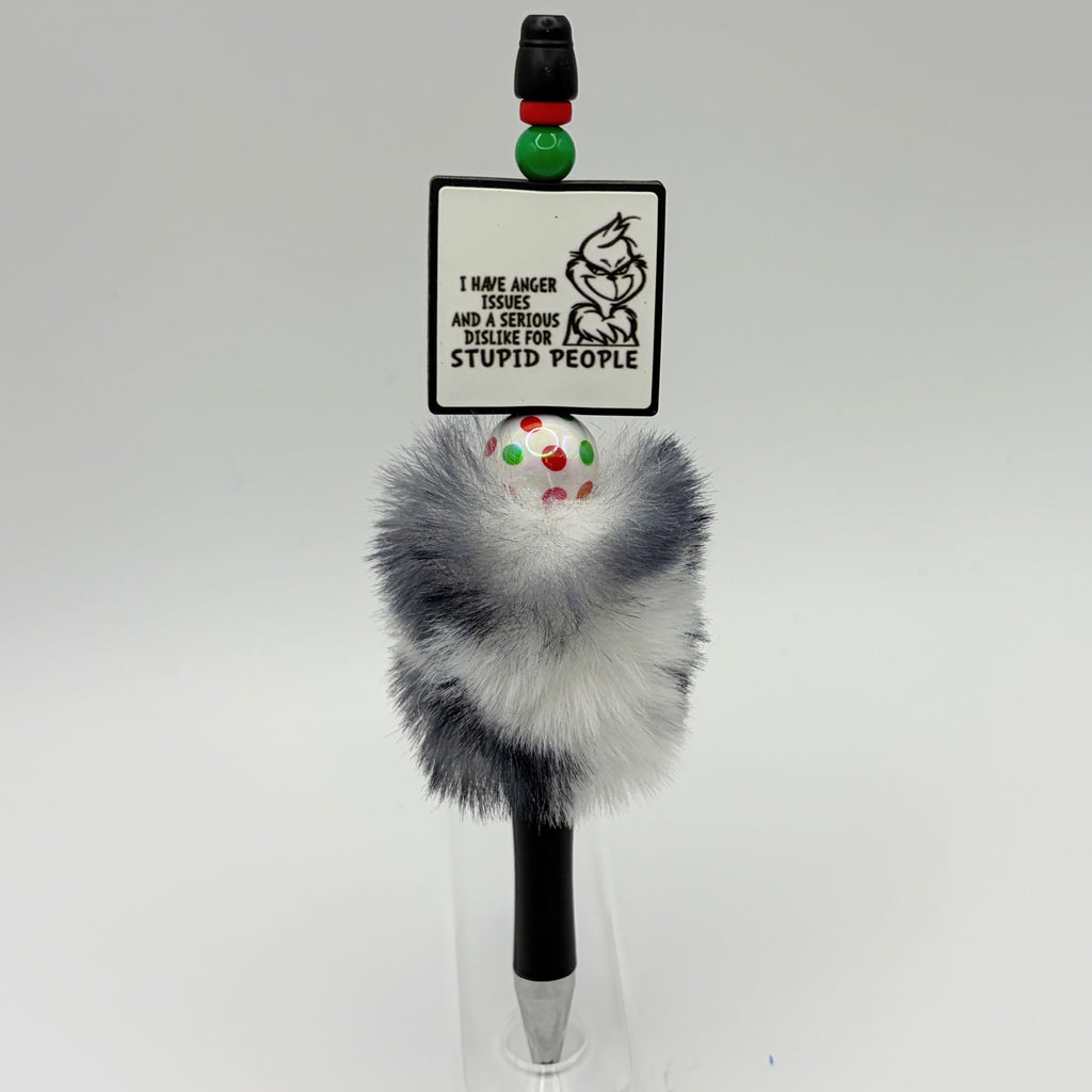Grinch-Inspired Christmas Beaded Pens | Handmade Holiday Gift Pens