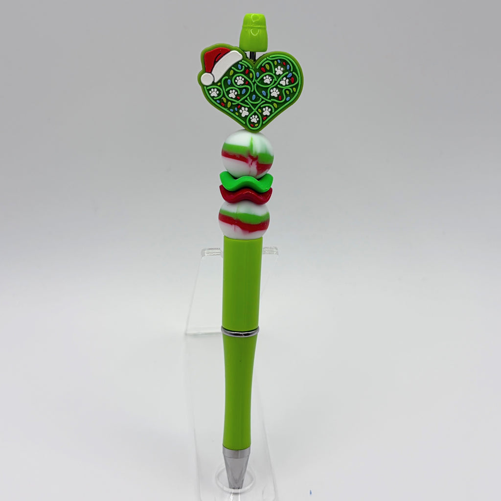 Grinch-Inspired Christmas Beaded Pens | Handmade Holiday Gift Pens