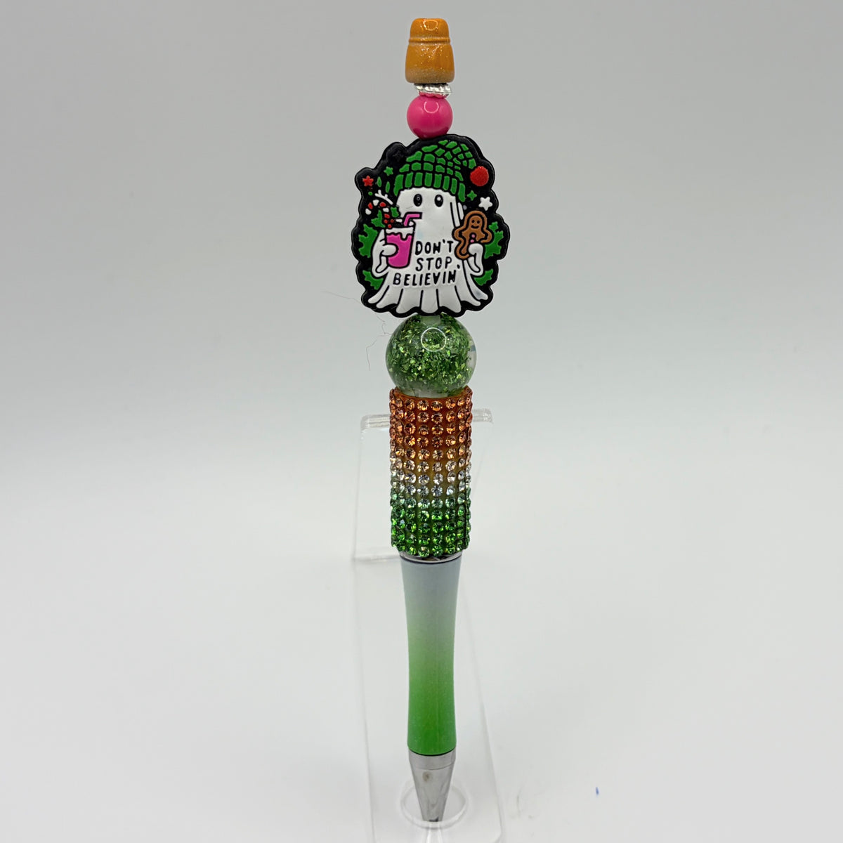 Grinch-Inspired Christmas Beaded Pens | Handmade Holiday Gift Pens