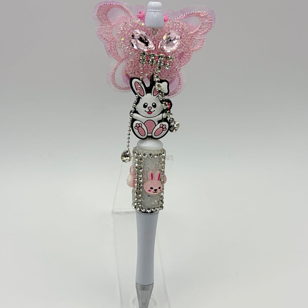 Bling Rhinestone Beaded Pens | Luxury Bunny & Pom Pom Pens | Handmade Statement Pens | Cute Gift Pens | Choose Style F–G