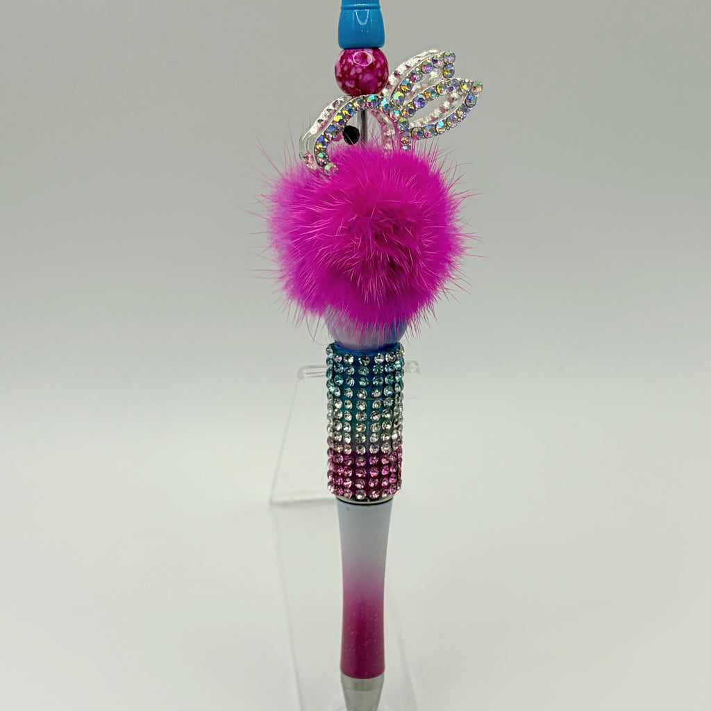Bunny Bling Beaded Pens (Set 1) – Choose Your Style – Rhinestone Bunny & Pom-Pom Pens – Gift for Her
