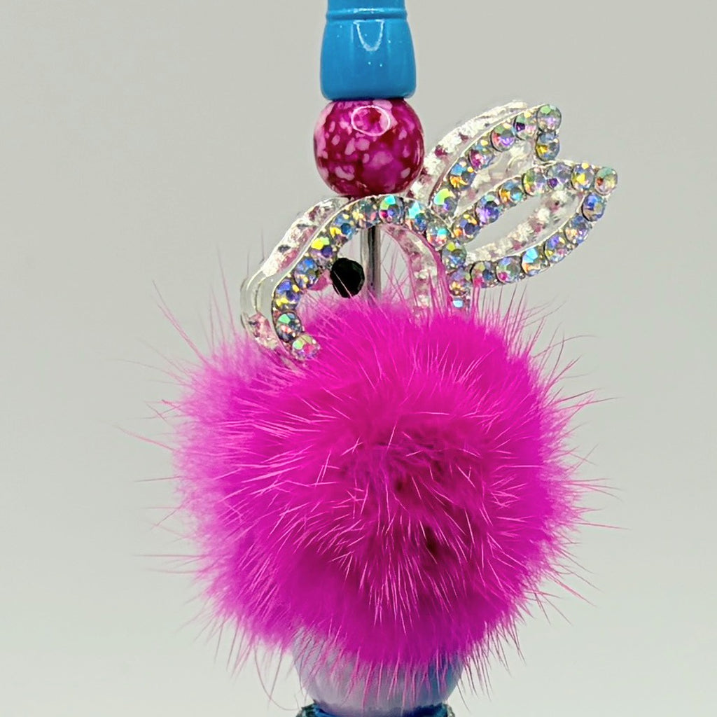 Bunny Bling Beaded Pens (Set 1) – Choose Your Style – Rhinestone Bunny & Pom-Pom Pens – Gift for Her