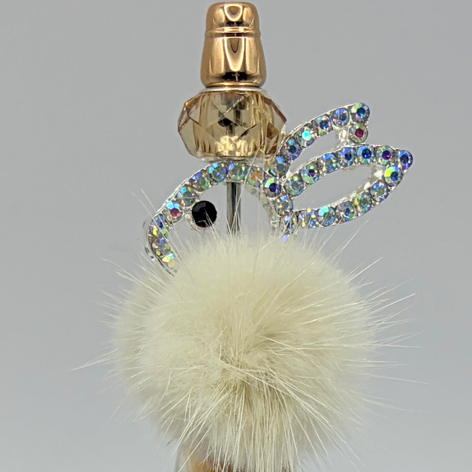 Bunny Bling Beaded Pens (Set 2) – Choose Your Style – Rhinestone Bunny & Pom-Pom Pens – Gift for Her