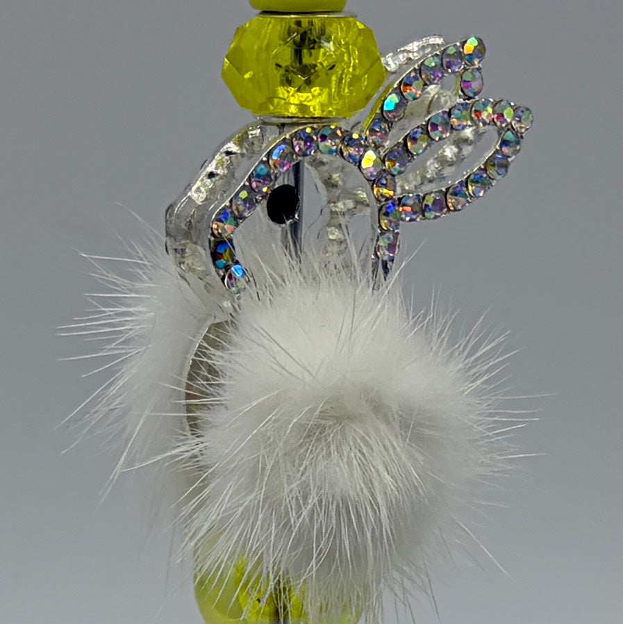 Bunny Bling Beaded Pens (Set 2) – Choose Your Style – Rhinestone Bunny & Pom-Pom Pens – Gift for Her